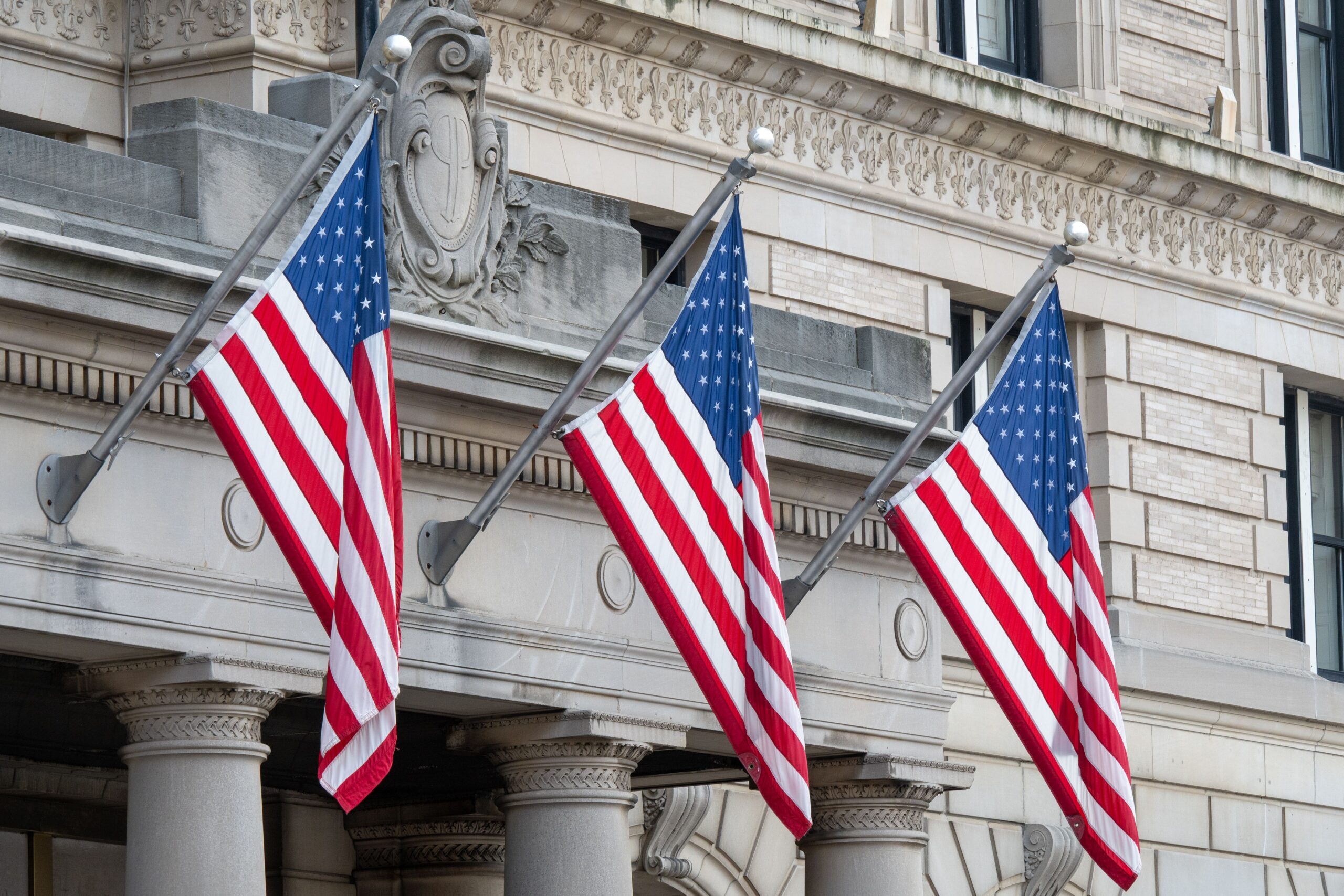 flag on building USA Flag
